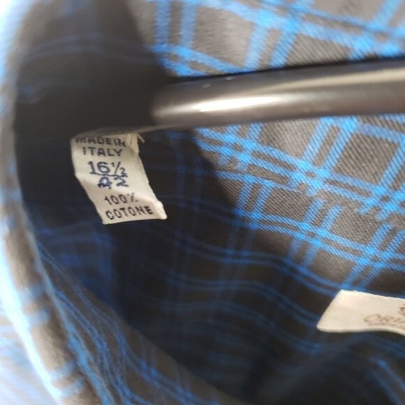 Oriali Firenze Mens Checkered Print Long Sleeve Button Down Shirt Size 16 1/2-42 - Picture 7 of 8